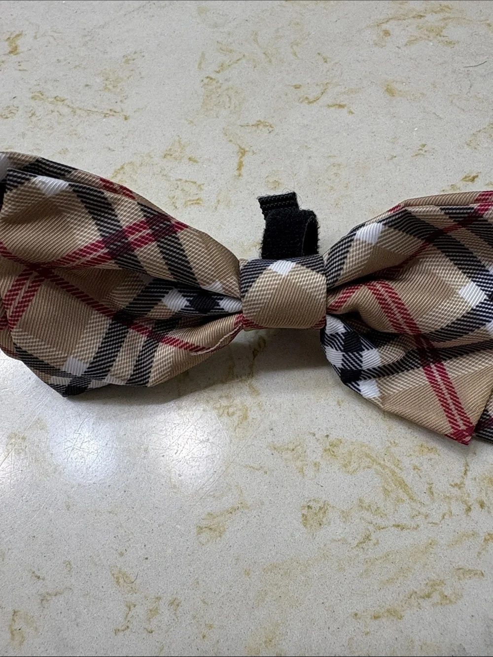 Plaid Dog Bow Tie Collar Accent - Tan Plaid